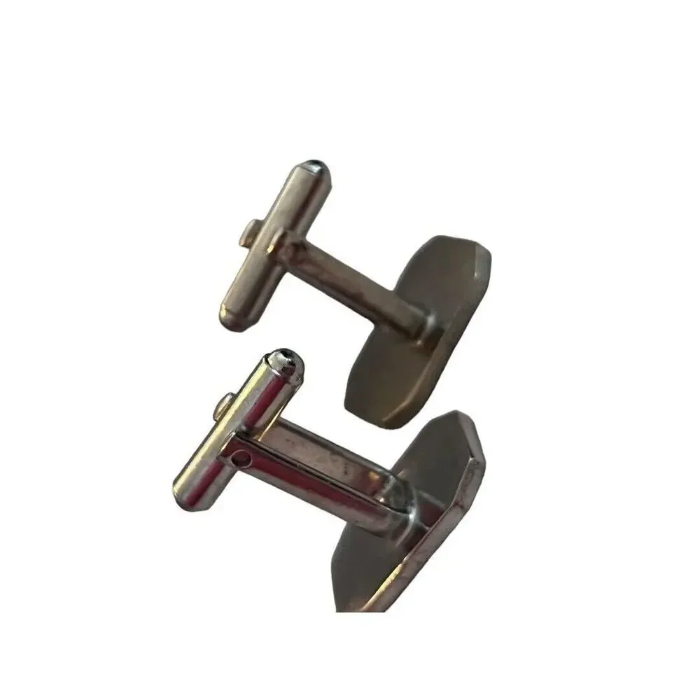 Vintage Silver Tone Seahorse Etched Rectangle Cufflinks